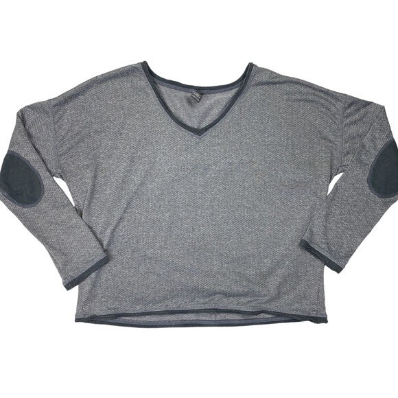 Prana Robyn V-Neck Relaxed Gray Long Sleeve Top - Picture 2 of 12